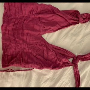 Free people top with ties magenta